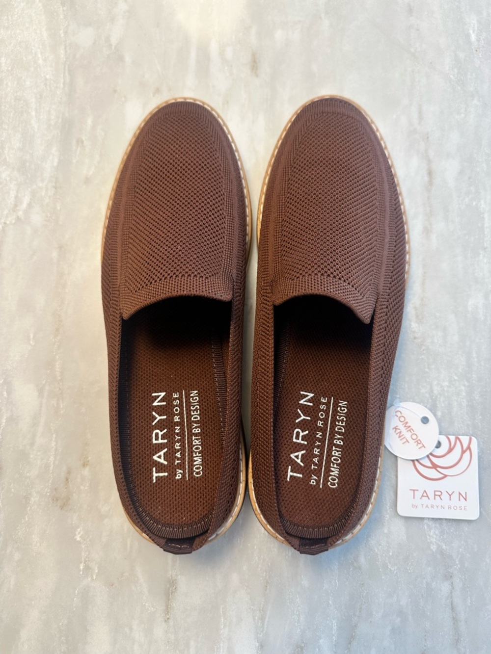 Taryn Rose Women’s Brown Knit Slip-On Loafers